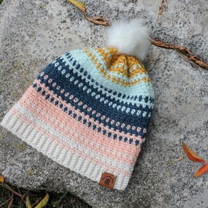 Crochet Pattern Color Fade Beanie Striped Crochet Hat image 5