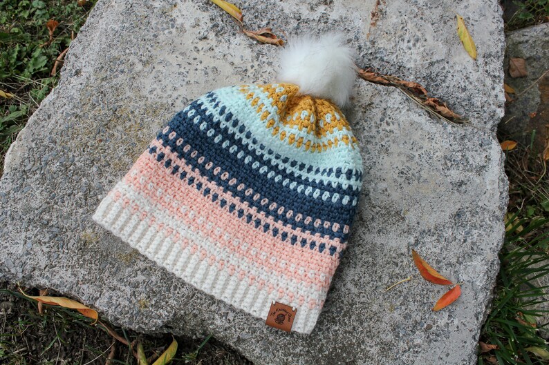 Crochet Pattern Color Fade Beanie Striped Crochet Hat image 5