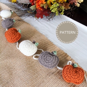 Crochet Pumpkin Pattern, Crochet Pumpkin Garland, Rustic Crochet Pumpkin, Fall Crochet Pattern, Crochet Pumpkin Decor, Thanksgiving Decor