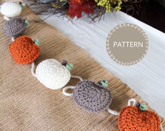 Crochet Pumpkin Pattern, Crochet Pumpkin Garland, Rustic Crochet Pumpkin, Fall Crochet Pattern, Crochet Pumpkin Decor, Thanksgiving Decor