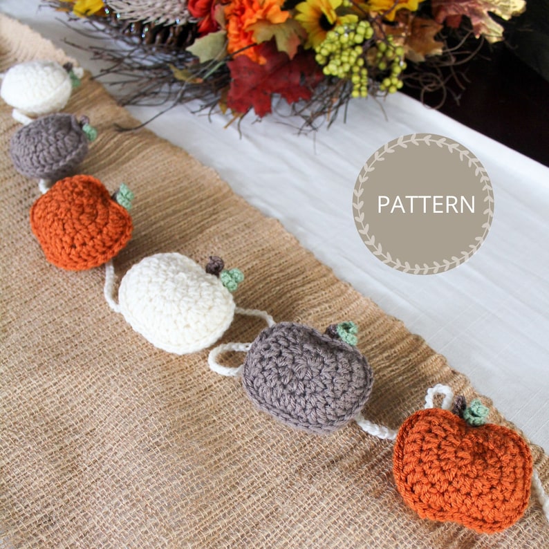 Crochet Pumpkin Pattern, Crochet Pumpkin Garland, Rustic Crochet Pumpkin, Fall Crochet Pattern, Crochet Pumpkin Decor, Thanksgiving Decor image 1