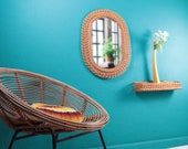 Boho Style - Rattan Mirror with Shelf