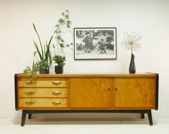 Vintage dressoir uit de jaren 60, 180 cm, Mid Century, laag dressoir, ladekast, Duitsland