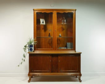Vintage highboard, display cabinet, Chippendale design, 50s, Germany