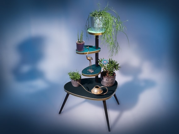 Blumenständer / Blumenbank Midnight Jungle – Design 60er Jahre
