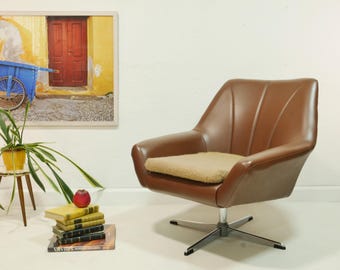 Poltrona girevole vintage degli anni '70, poltrona lounge, poltrona da cocktail, stile Mid Century Modern