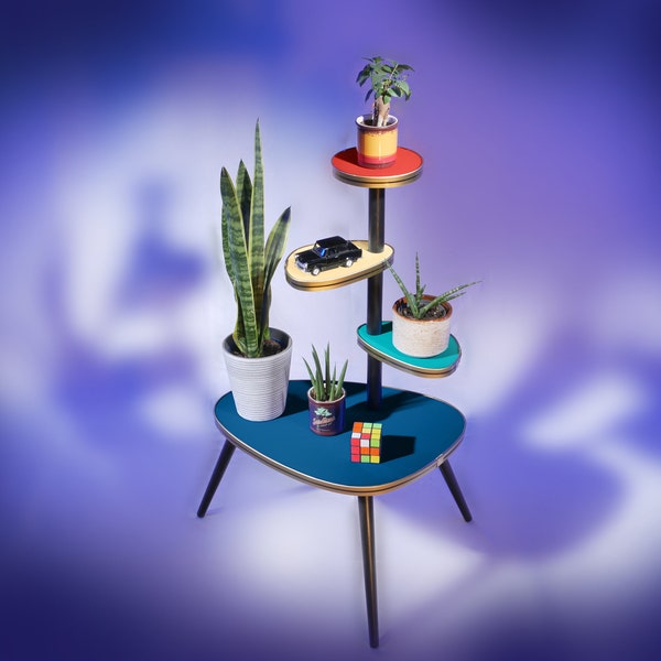 Blumentisch / Pflanzenständer Blue Tango – Design 60er Jahre