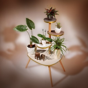 Flower bench / flower table Cappuccino Carrara – Design 60s