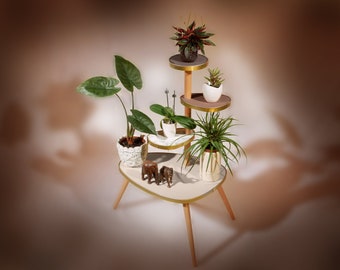 Bloemenbank / bloementafel Cappuccino Carrara – jaren 60 design