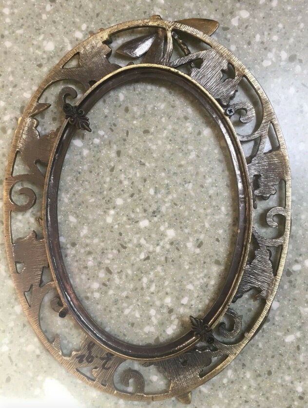 Vintage Decorative Picture Frame Solid Brass Oval Etsy