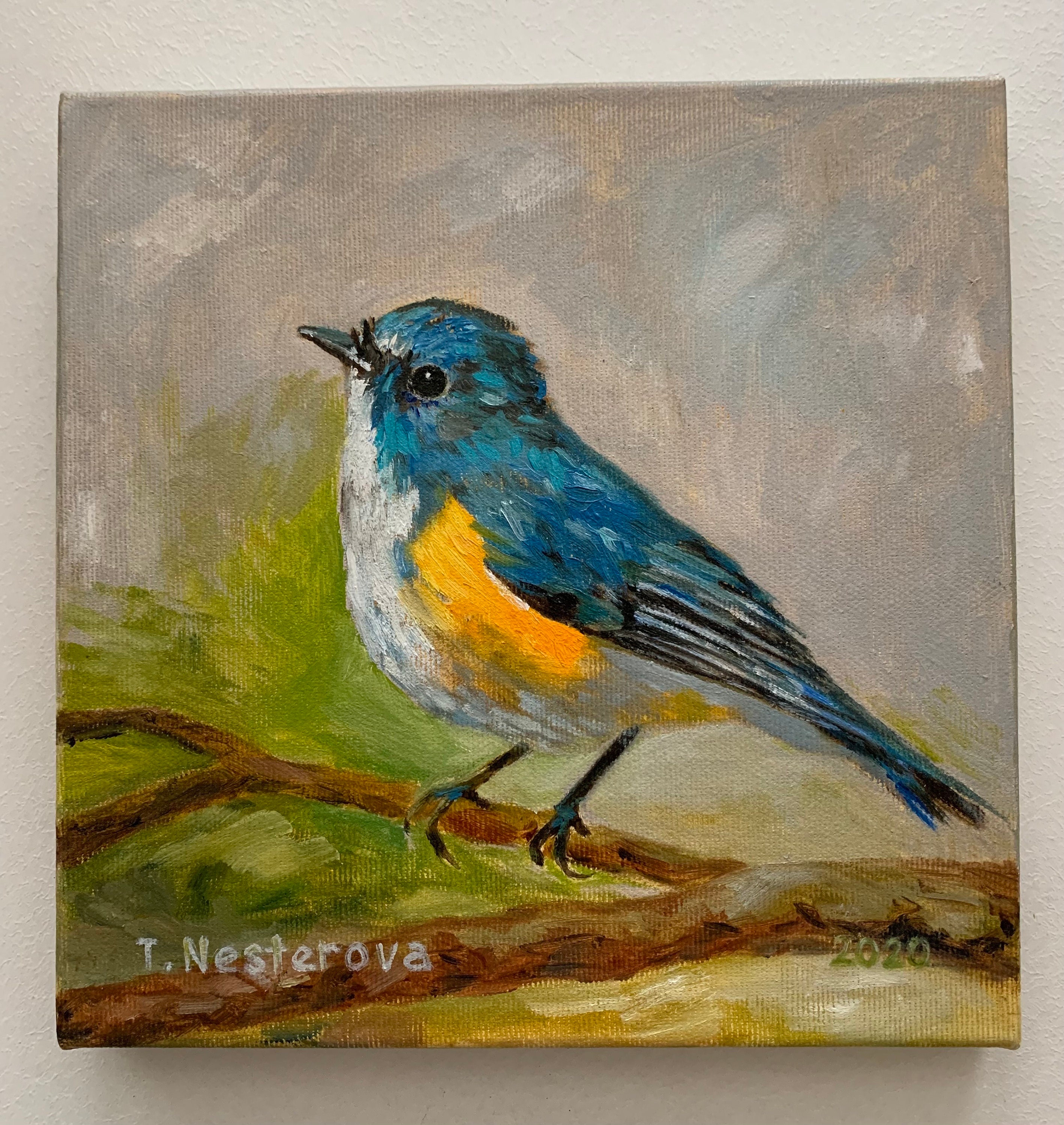 ［bluebird］絵画　油絵　※値段交渉あり Bluebird Oil Painting: Original Bird Art on Canvas (8x8) - Etsy