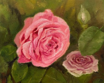 Rose painting. Flowers oil painting on canvas. Wall decor. original art. Fine art. Gift ideas