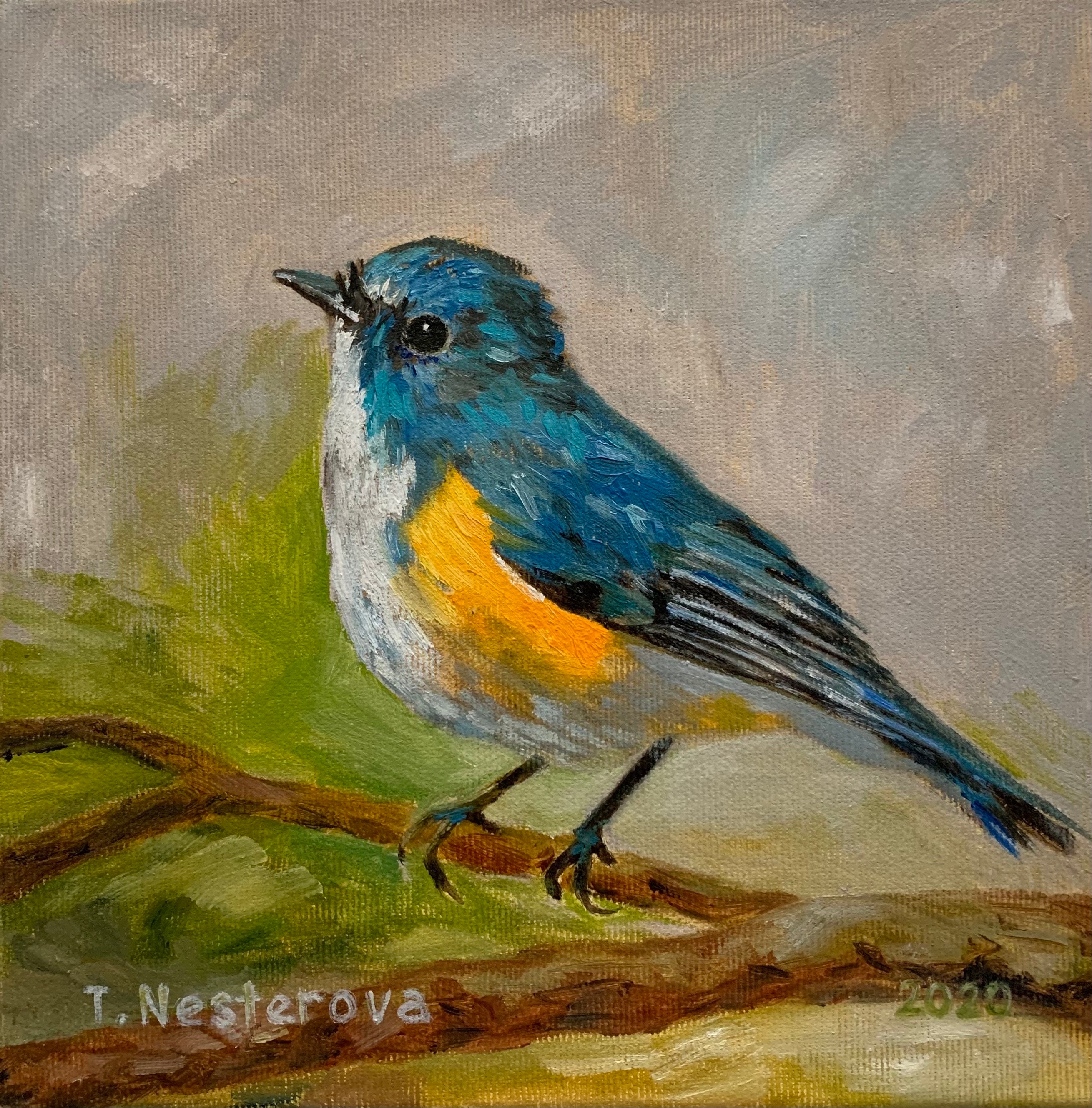 【F4号】good blue(spelling) 油絵 oil painting F4号】good blue(spelling) 油絵 oil painting Vintage original