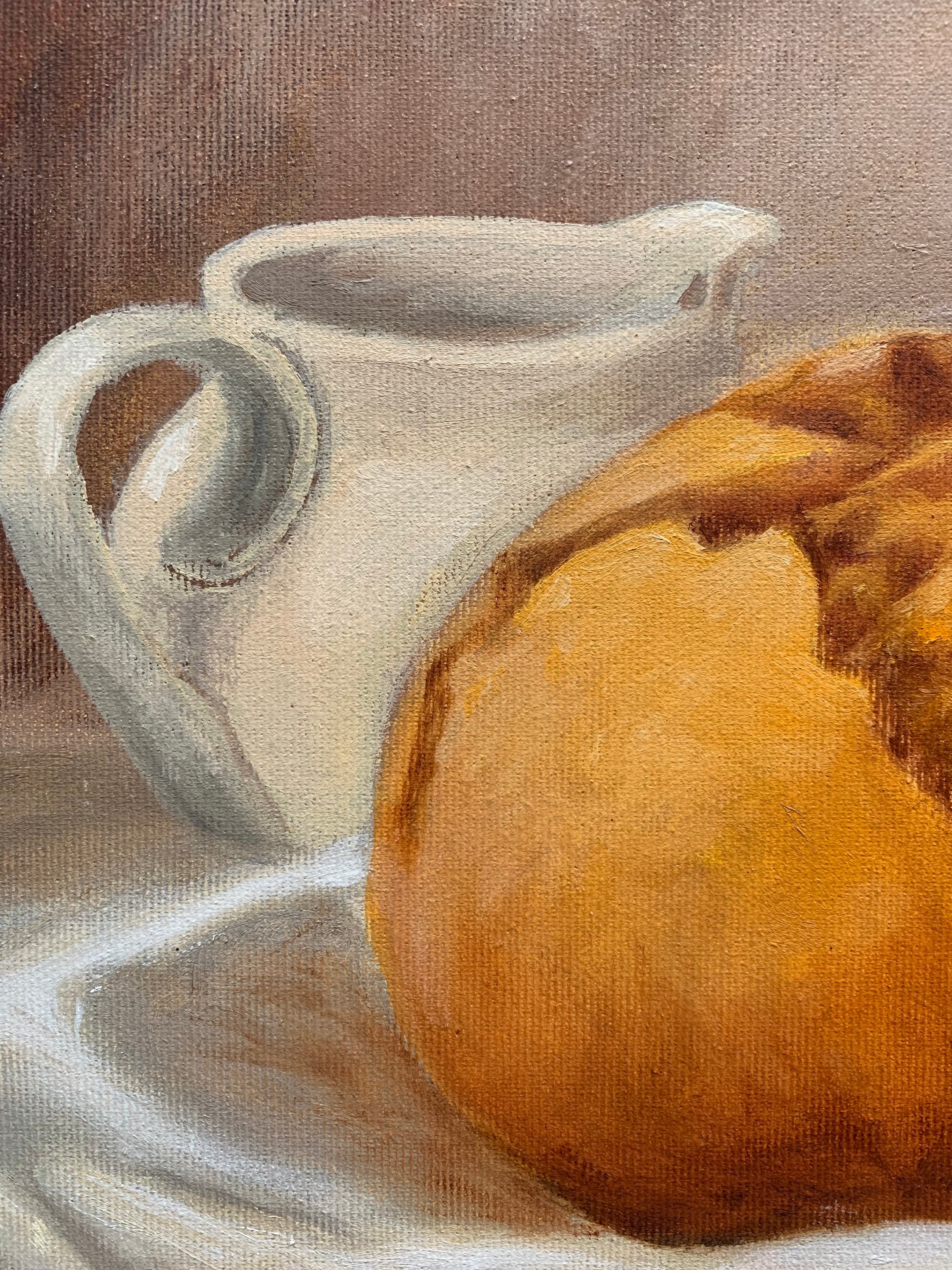 パンの静物油絵、キッチンフードアート（16 x 16インチ） - Etsy 日本