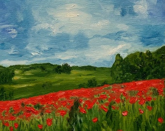poppy oil キャンバスアート Poppies Oil Painting Poppy Canvas Art Red Flower Artwork