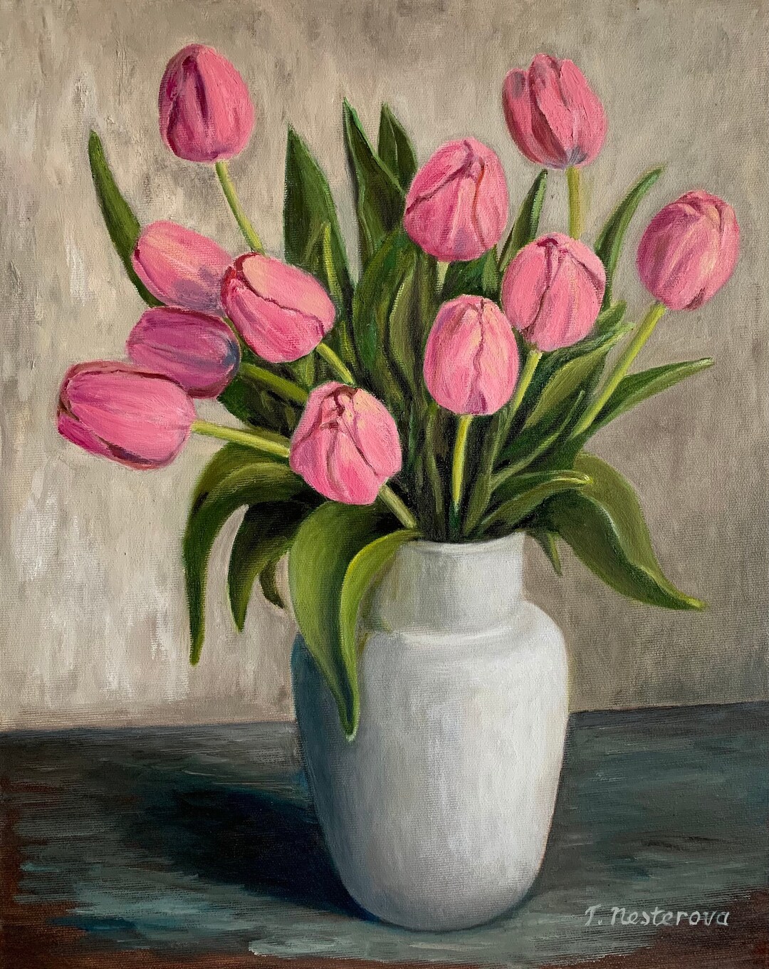 Original Tulip Oil Painting on Canvas, Floral Still Life (16x20) - Etsy