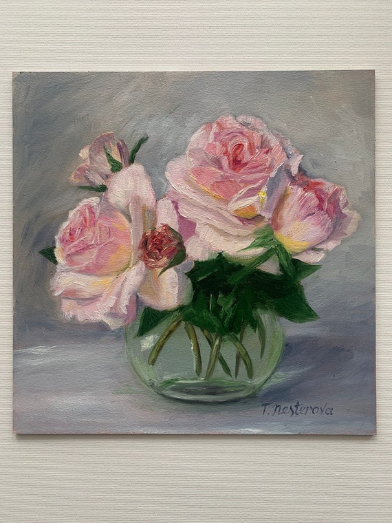 絵画 Oil painting of beautiful flowers. Oil painting Spring Flowers Painting by Alla Vasilkova