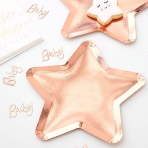 Twinkle Twinkle Rose Gold Star Plates | Paper Party Plate | Party Tableware UK