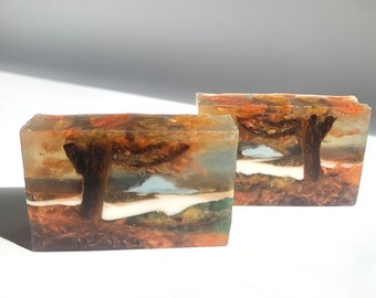 Autumnscape Handcrafted Melt and Pour Soap, Autumn Soap, Fall Soap, Landscape View, Gift for Friend, Bathroom Decor, Stocking Stuffer