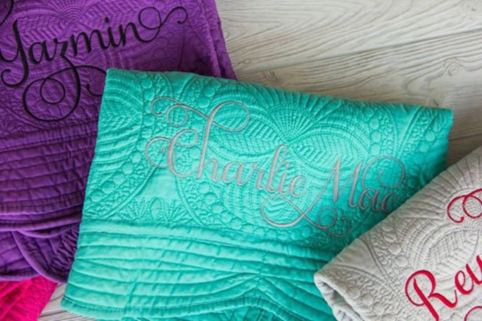 Heirloom Baby Blanket Name Embroidery Name Quilt Baby Boy Etsy