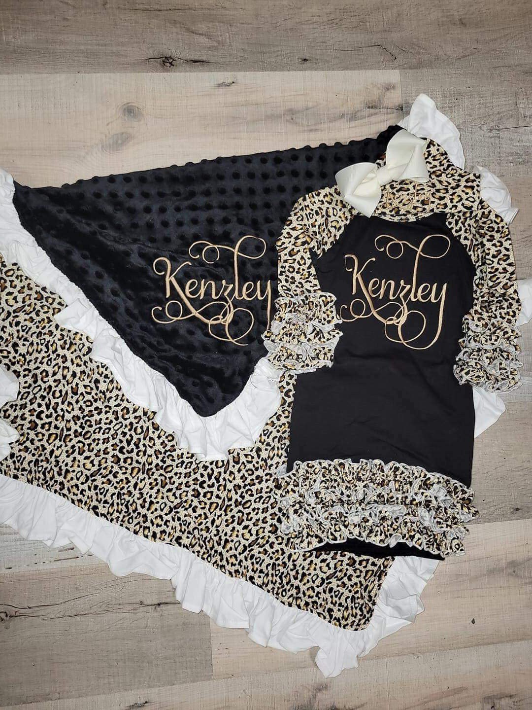 Leopard Minky Baby Blanket and Gown Personalized Set Etsy