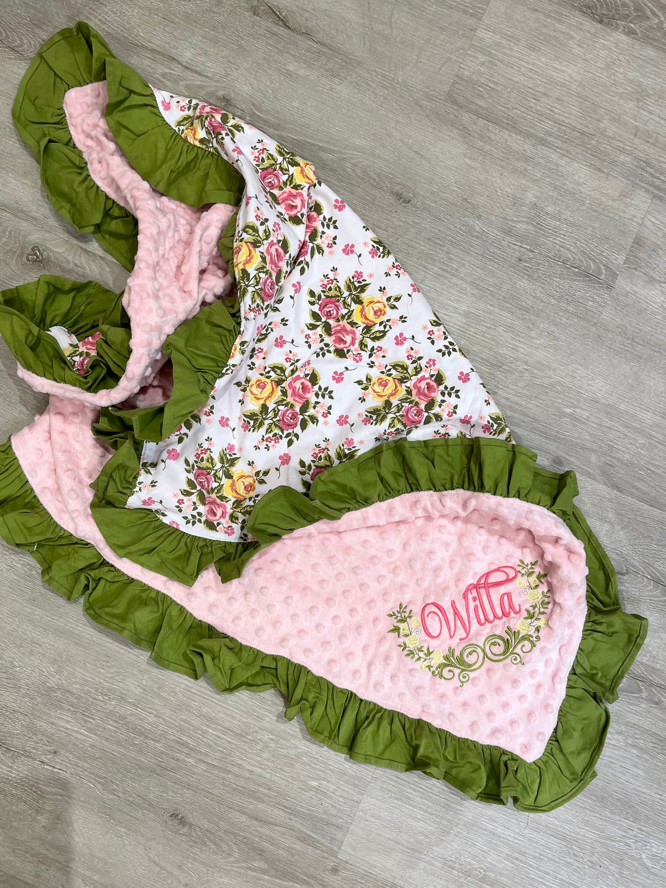 Heirloom Baby Blanket Embroidery Name Quilt Baby Girl Etsy