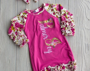 ruffle newborn gown
