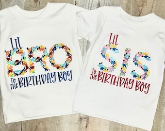Boy’s Birthday Dinosaur Initial Embroidery Shirt