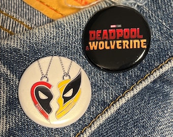 Deadpool Wolverine 1.25" Pinback Button / Keychain / Magnet / Badge Reel Set of 2, You pick! High Quality!