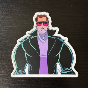 Terminator Retro Cartoon Vinyl Aufkleber - Arnold Schwarzenegger