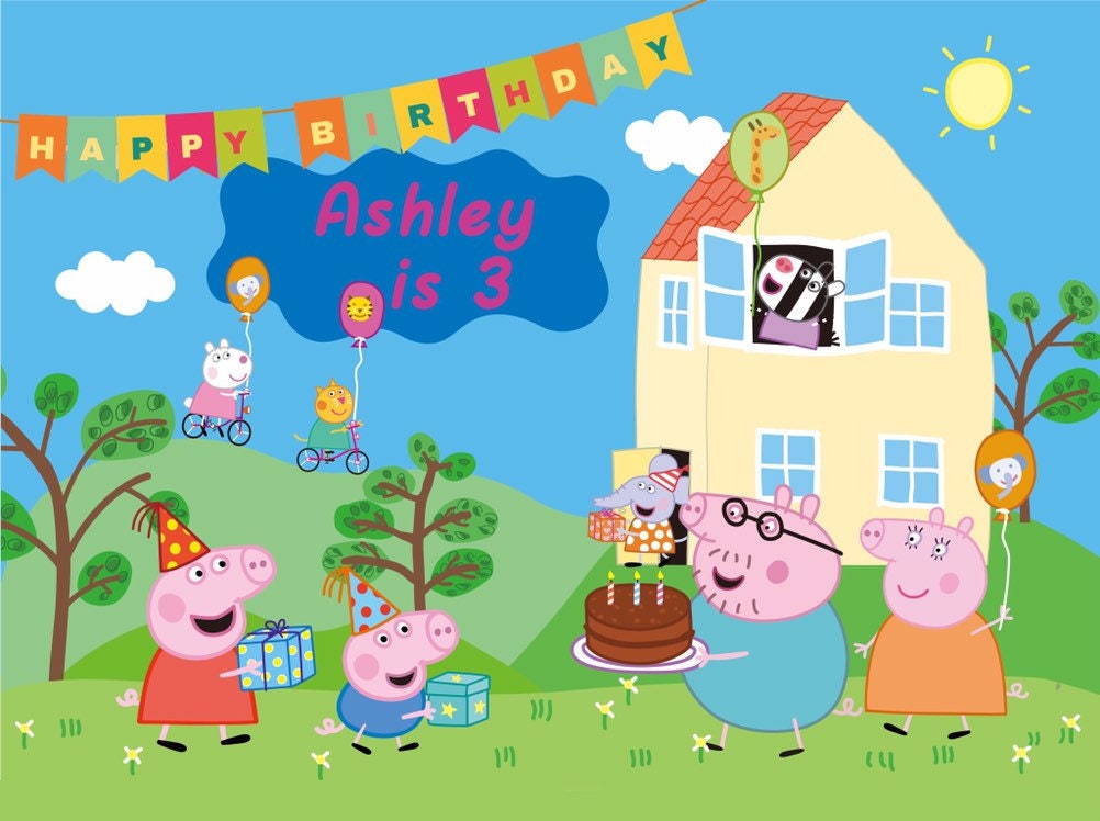 Fondo de cumpleaños de Peppa Pig personalizado Decoración de - Etsy México