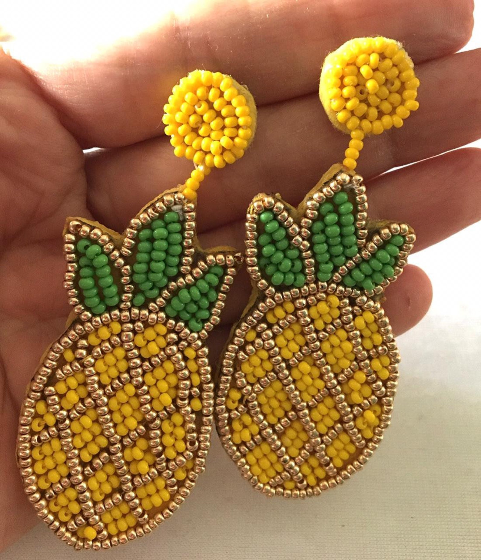 Beaded Fruit Earrings Avocado Dangle Earrings Strawberry Etsy