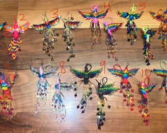 Chaquira Hummingbird keychain