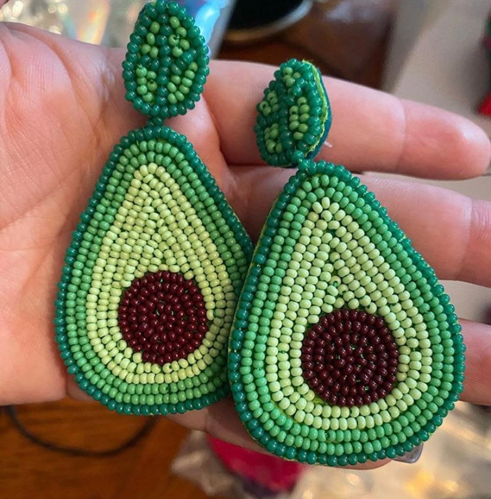 Beaded Fruit Earrings Avocado Dangle Earrings Strawberry Etsy