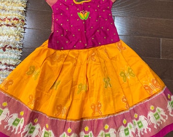 pochampally pattu langa for babies