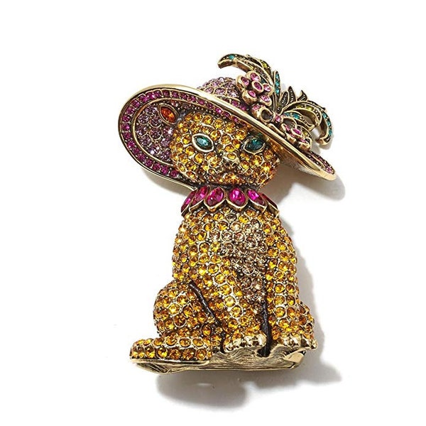 Heidi Daus Fabulous Tabby Crystal Brooch Pin