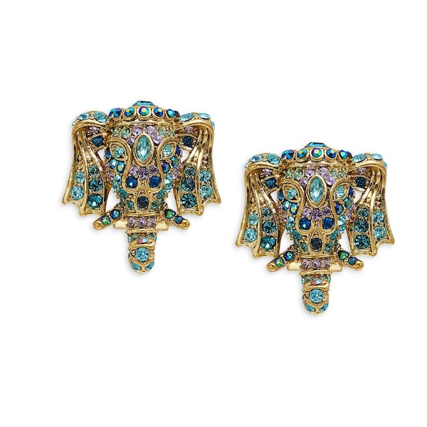 Heidi Daus Chic Elephant Crystal Accented Earrings Blue  Version Pierced