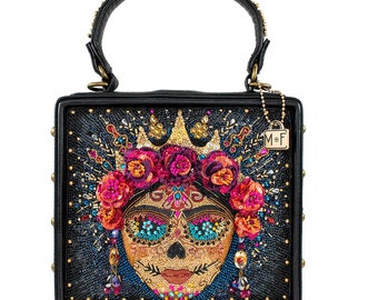 Brand NEW Mary Frances La Reina Top Handle Sugar Skull Handbag, Multi  New With Tags