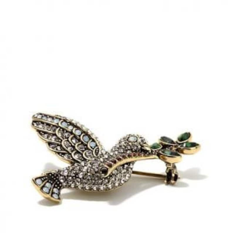 Heidi Daus Lovey Dovey Birds Crystal Pin Brooch Swarovski Crystals Collector's Piece for Bird Lovers image 3