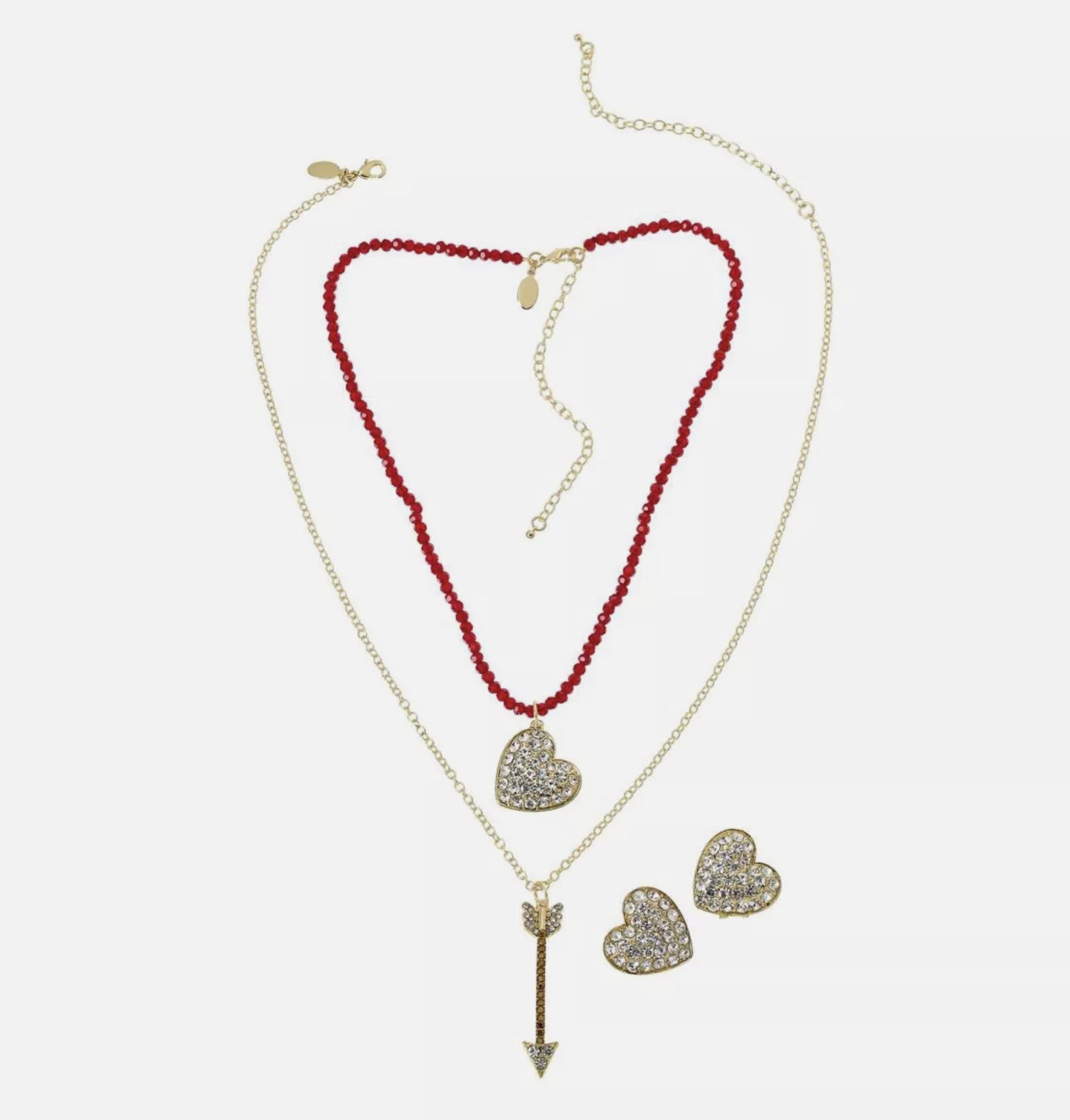 Conjunto de colar e brincos Heidi Daus Graceful Charm com contas de cristal transparente