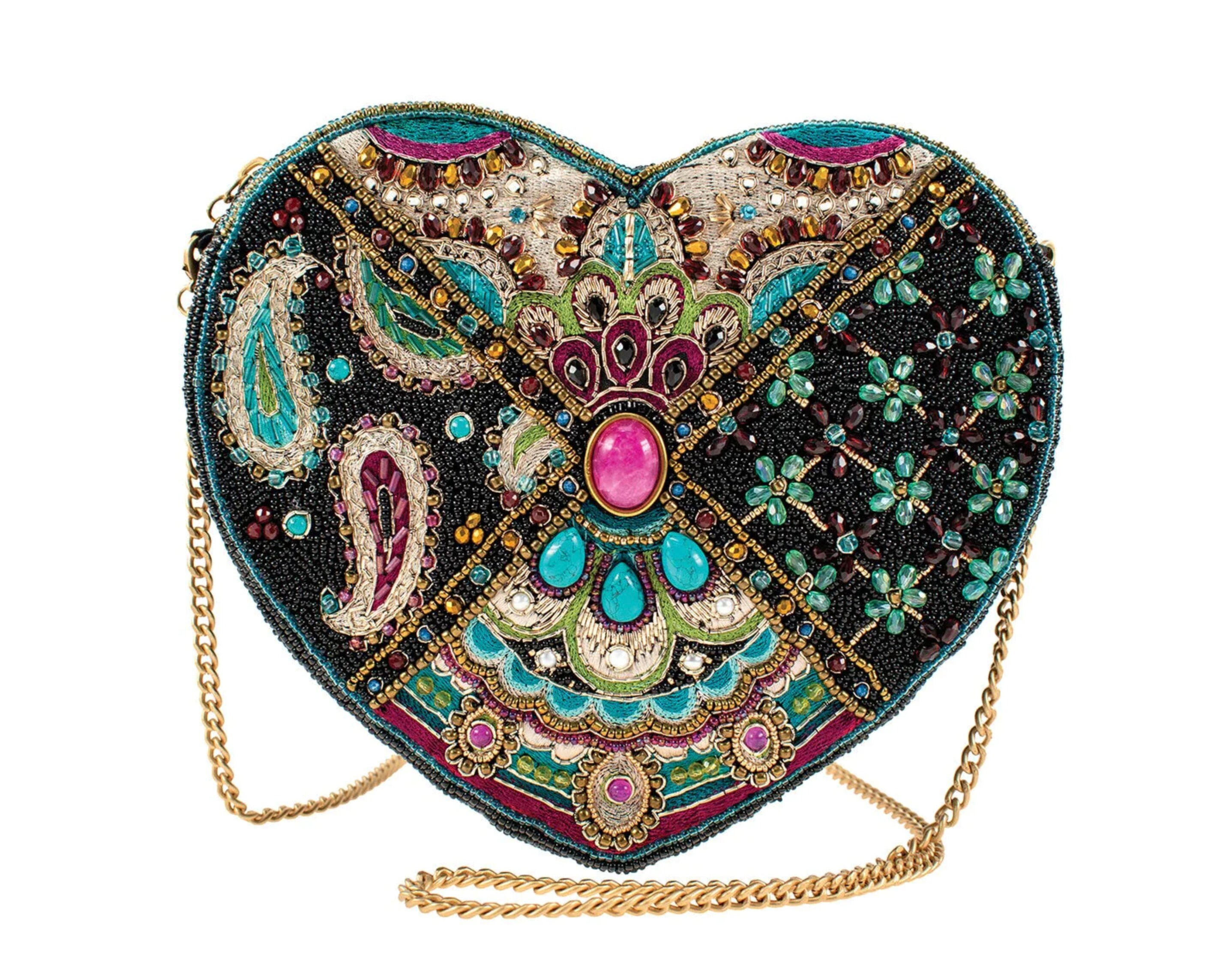 Mary Frances Big Heart Beaded Crossbody Handbag