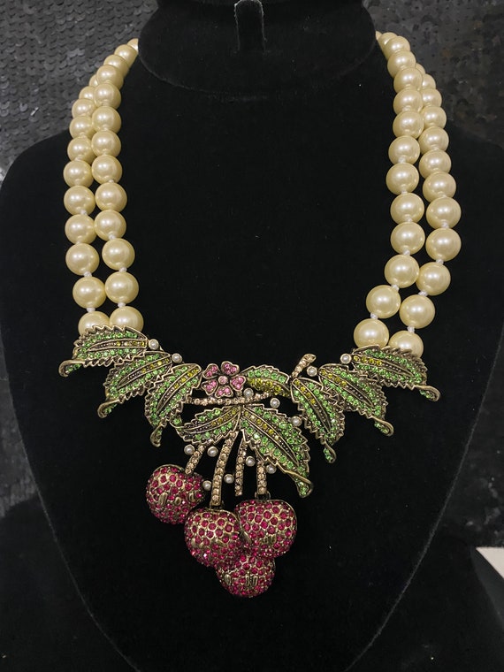 Heidi Daus Berries in Bloom Crystal Beaded Stateme