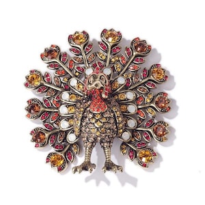 Heidi Daus Tom Turkey Thanksgiving Crystal Pin Brooch