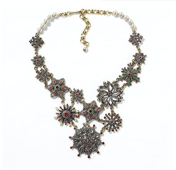 Heidi Daus Sparkling Snowflake Crystal Link Bib Necklace | Etsy
