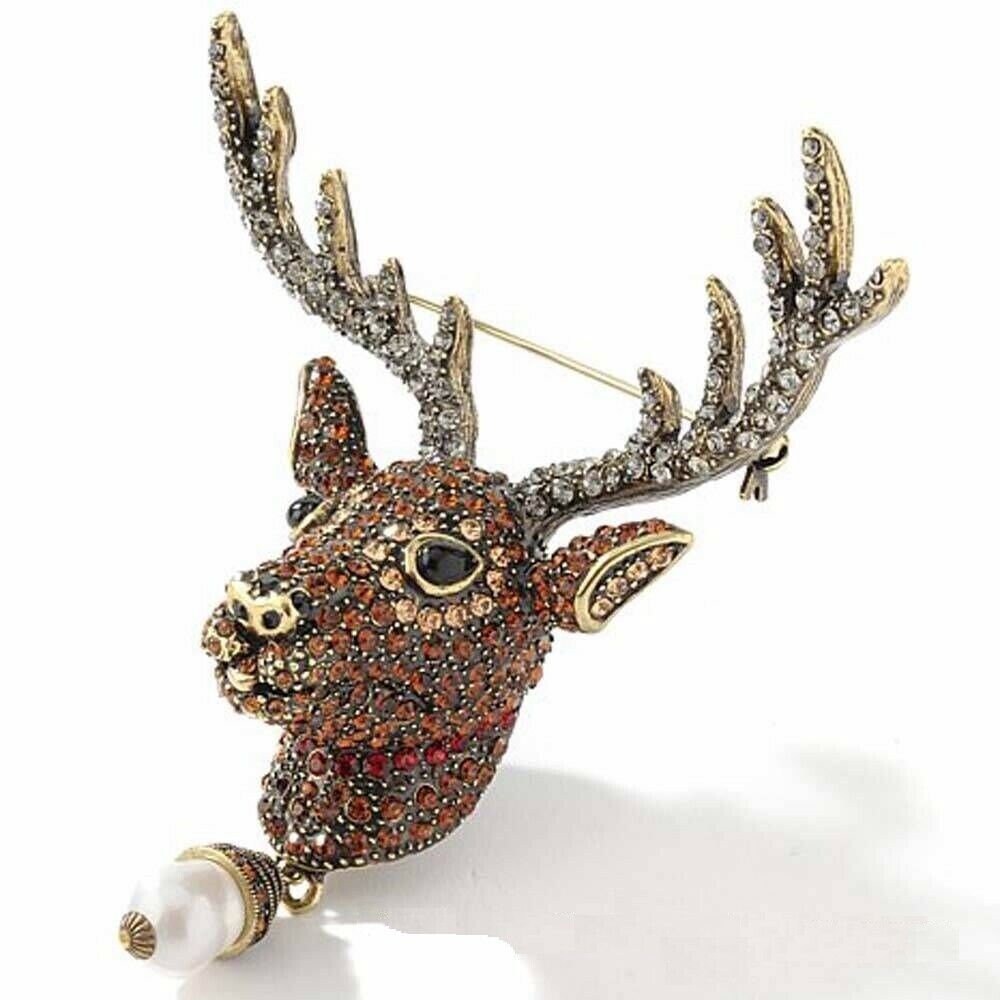 Heidi Daus Rudy Reindeer Crystal Accented Pin Brooch - Etsy