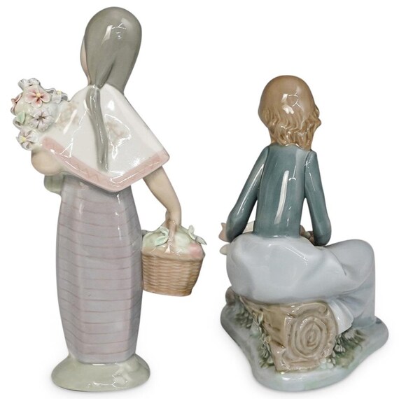 Lladro 女性像 2体セット Zestaw dwóch figurek Lladro i Nao w błyszczącym wykończeniu