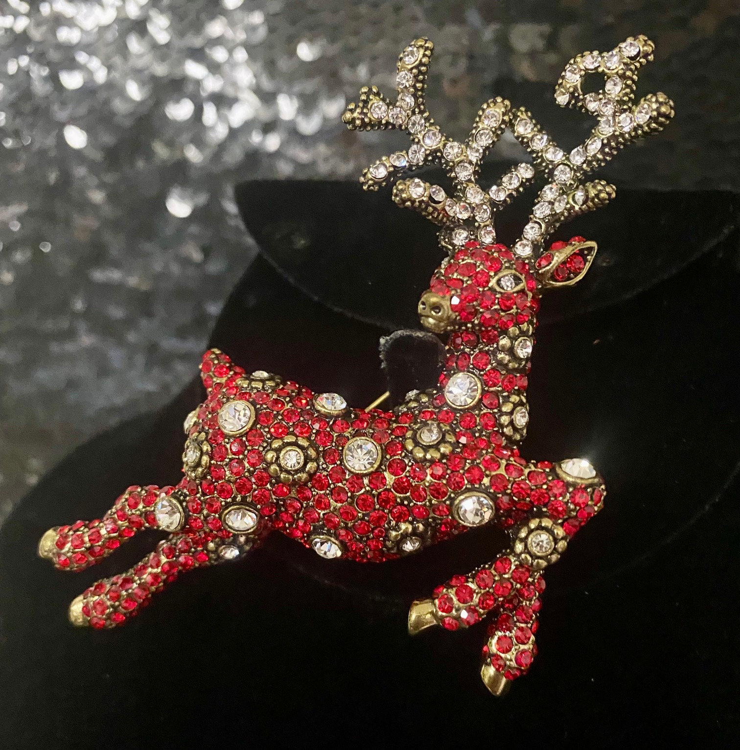 Heidi Daus Vixen Reindeer Crystal accented Pin Brooch Etsy Australia