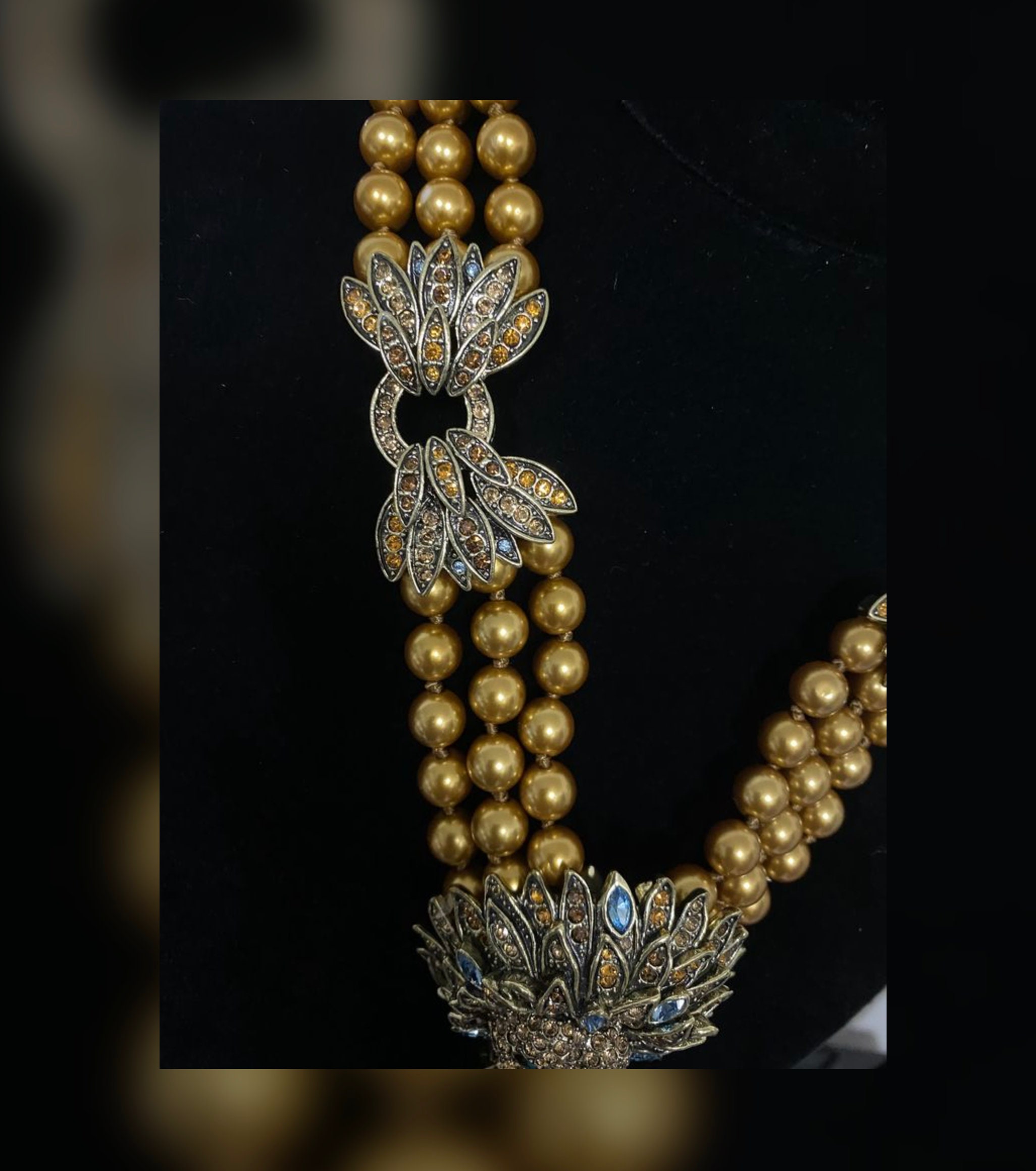 Heidi Daus Lion Queen Necklace 3-strand Tassel Crystal