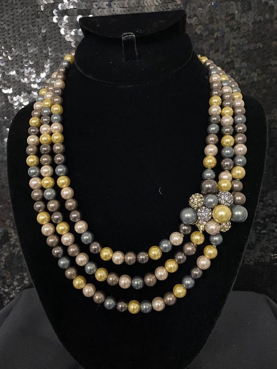 New $190 HEIDI DAUS Orange Blossom Necklace Pistachio Pearls Crystals