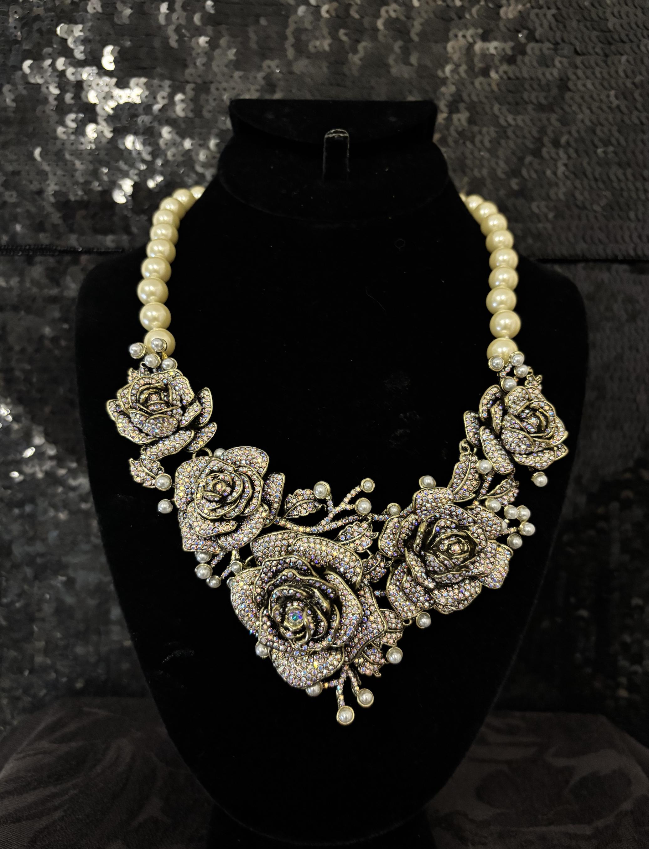 Heidi Daus J'adore Rose Pearl and Crystal Necklace